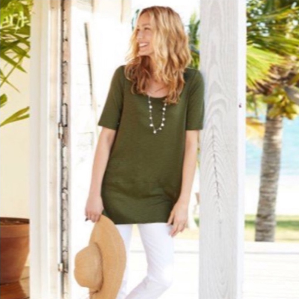 J Jill Pima dipped hem tunic XL green